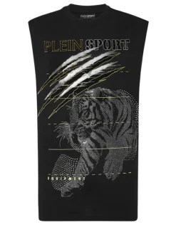 Cotton Dotted T-shirt Round Neck Sleeveless Lamina Tiger