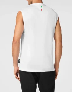 Cotton Dotted T-shirt Round Neck Sleeveless Lamina Tiger