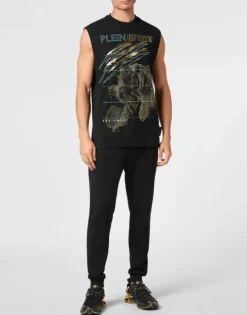 Cotton Dotted T-shirt Round Neck Sleeveless Lamina Tiger