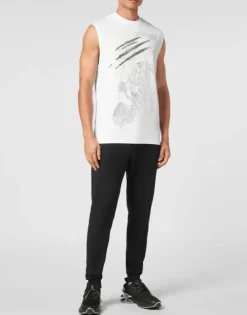 Cotton Dotted T-shirt Round Neck Sleeveless Lamina Tiger