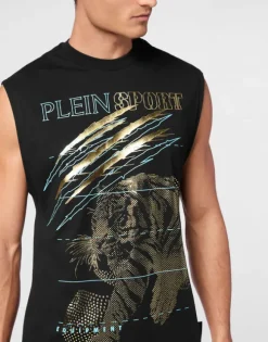 Cotton Dotted T-shirt Round Neck Sleeveless Lamina Tiger