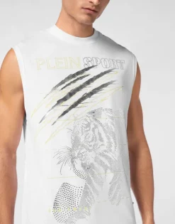 Cotton Dotted T-shirt Round Neck Sleeveless Lamina Tiger