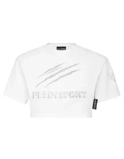 Cropped T-shirt Round Neck Scratch