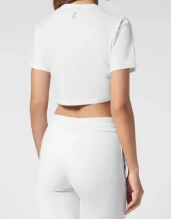 Cropped T-shirt Round Neck Scratch