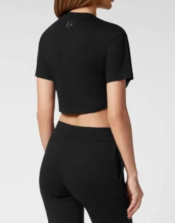 Cropped T-shirt Round Neck Scratch