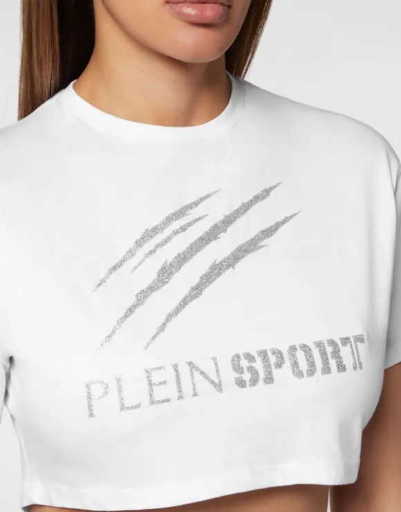 Cropped T-shirt Round Neck Scratch