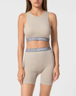 Rib Seamless Training Sport Bra Logo