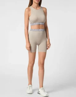 Rib Seamless Training Sport Bra Logo