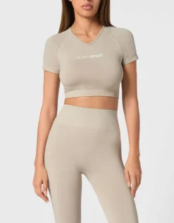 Seamless Cropped T-shirt V-Neck SS Logo