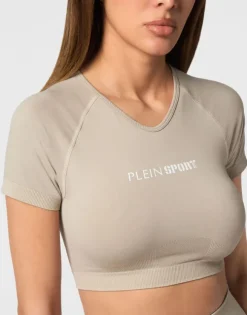 Seamless Cropped T-shirt V-Neck SS Logo