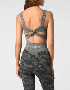 Seamless Crossed Straps Sport Bra Logo