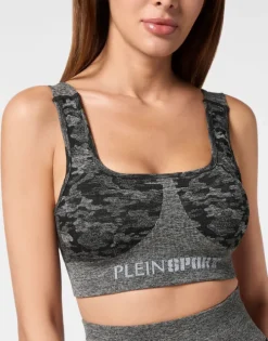 Seamless Crossed Straps Sport Bra Logo